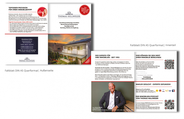 Referenz Drucksachen Print - Design Flyer SIS Immobilien Thomas Hellweger