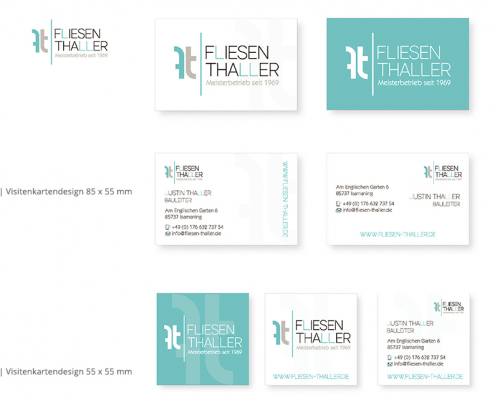 Referenz Drucksachen und Grafik - Fliesen Thaller GmbH Logo und Visitenkarte