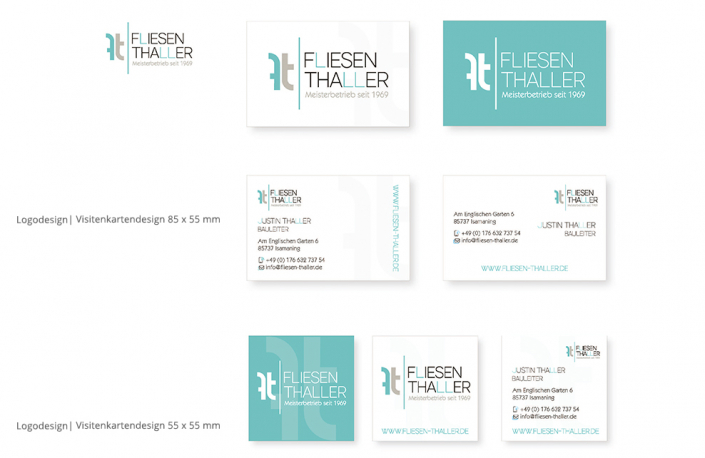 Referenz Drucksachen und Grafik - Fliesen Thaller GmbH Logo und Visitenkarte