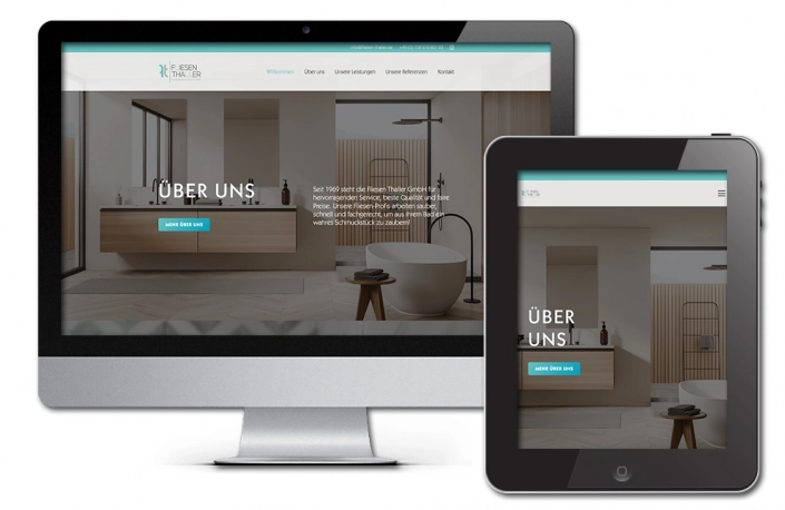 Projekt: Responsive Website für Fliesen Thaller GmbH - Bild von Ansichten Desktop und Tablet