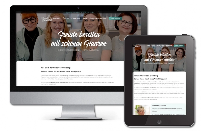 Projekt: Responsive Website für Haarliebe Starnberg - Bild von verschiedenen Ansichten