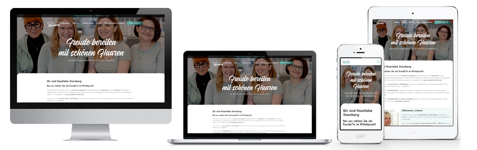 Projekt: Responsive Website für Haarliebe Starnberg - Bild von verschiedenen Ansichten