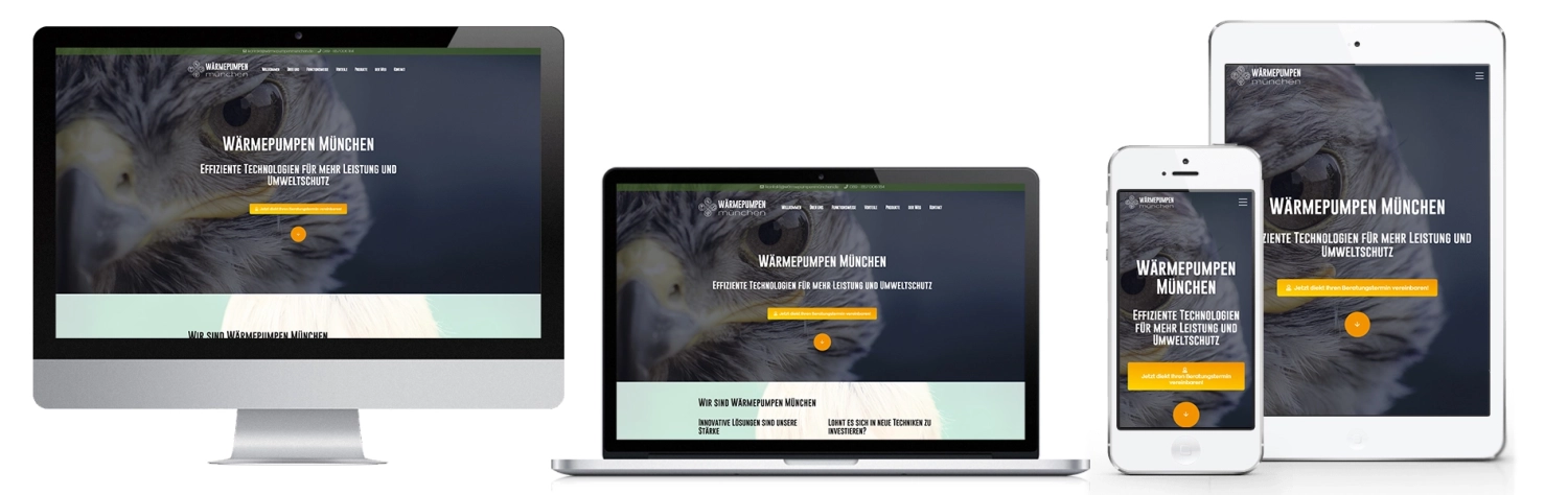 kel-projekt-waermepumpen-muenchen-02 Projekt: Responsive One-Page Landing Page für Wärmepumpen München - Abbildung von verschiedenen Ansichten Desktop, Laptop und Mobile