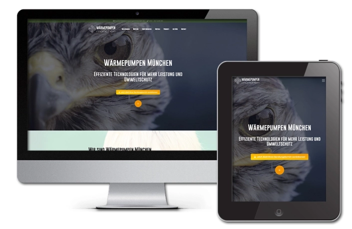 kel-projekt-waermepumpen-muenchen-03 Projekt: Responsive Landinpage für Wärmepumpen München - Abbildnug von Ansichten Desktop und Tablet